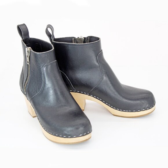 Swedish Hasbeens ‘Zip It Emy’ Women's Clog Bootie In Black Leather:Us 7 EU 37 - Picture 5 of 11